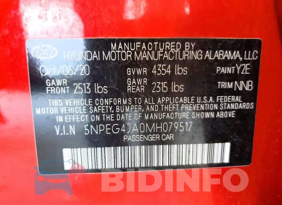 5NPEG4JA0MH079517 Photo# 13
