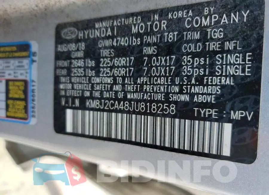 KM8J2CA48JU818258 Photo# 14