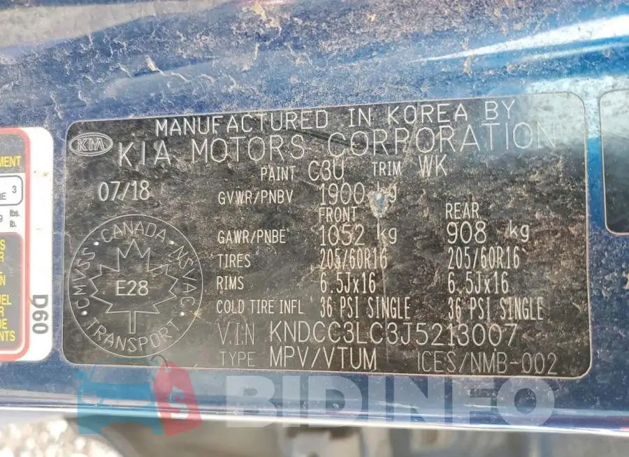KNDCC3LC3J5213007 Photo# 13