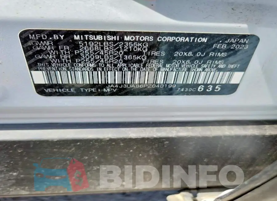 JA4J3UA86PZ040199 Photo# 13