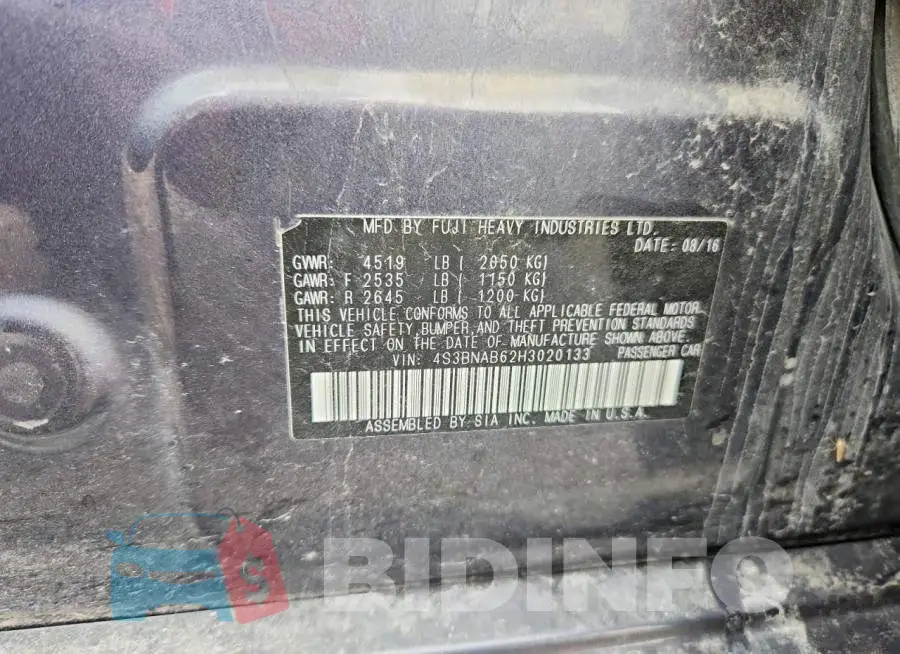 4S3BNAB62H3020133 Photo# 12