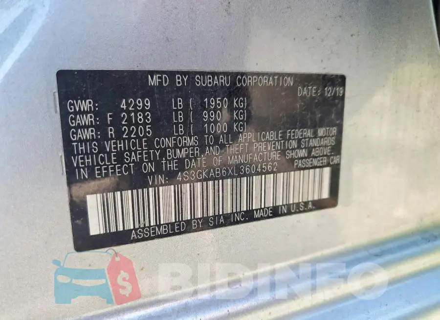 4S3GKAB6XL3604562 Photo# 12
