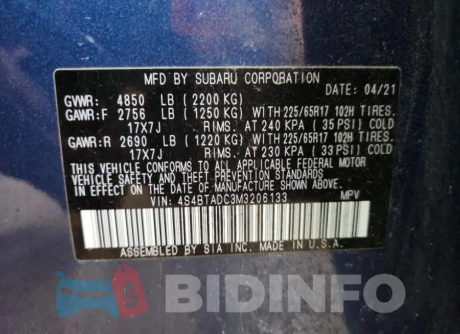 4S4BTADC3M3206133 Photo# 13