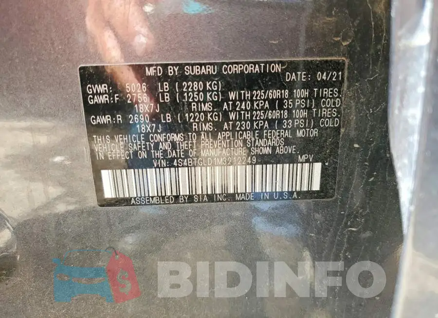 4S4BTGLD1M3212249 Photo# 12