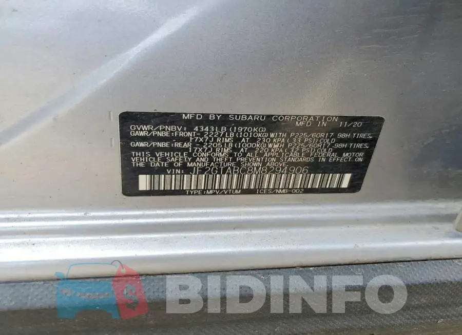 JF2GTABC8M8294906 Photo# 13