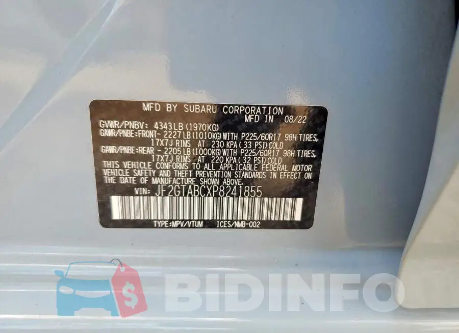 JF2GTABCXP8241855 Photo# 12