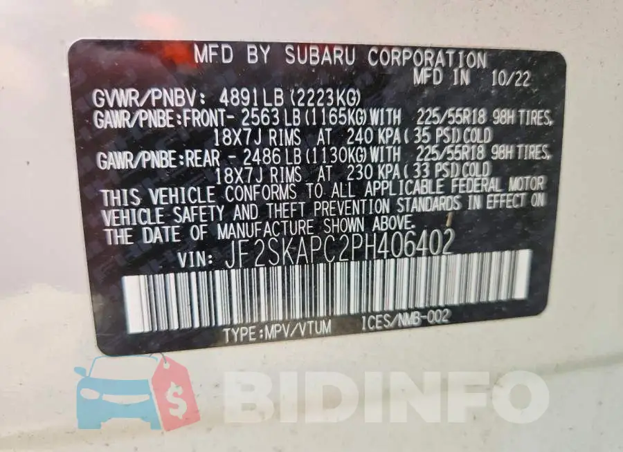 JF2SKAPC2PH406402 Photo# 13