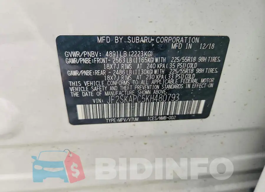 JF2SKAPC5KH480793 Photo# 13