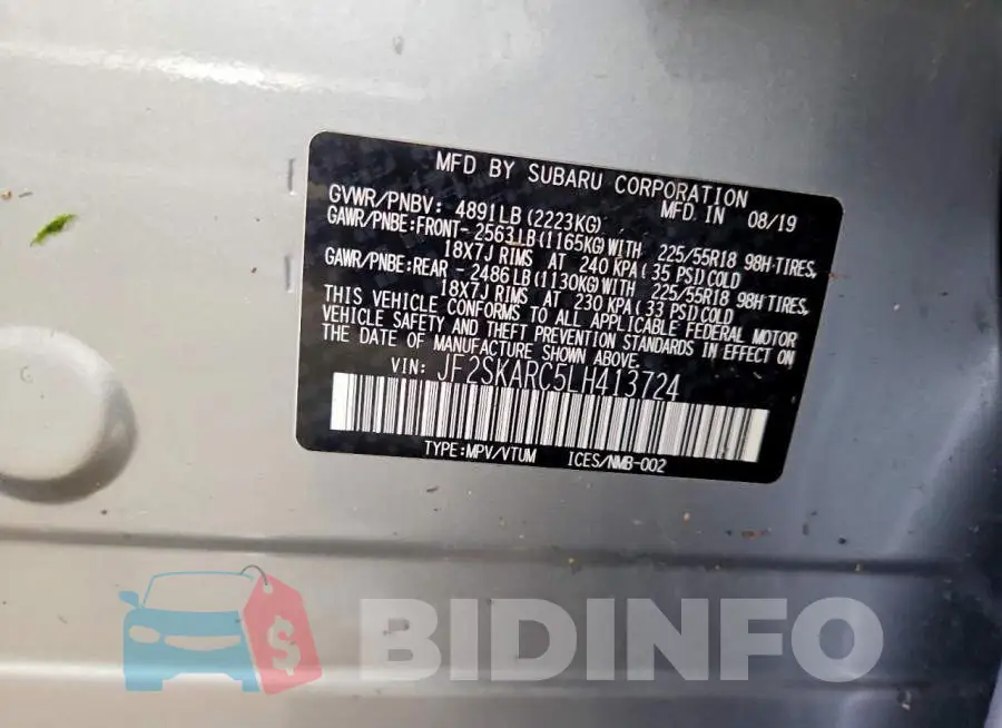 JF2SKARC5LH413724 Photo# 12