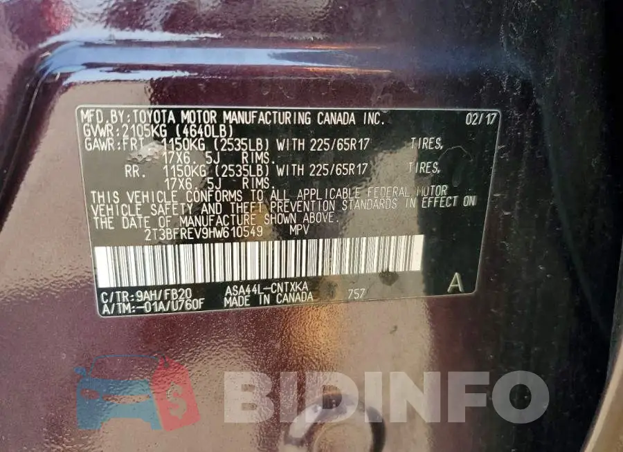 2T3BFREV9HW610549 Photo# 13
