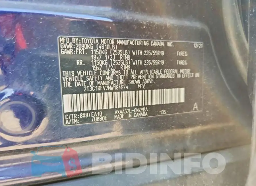 2T3C1RFV2MW184974 Photo# 14