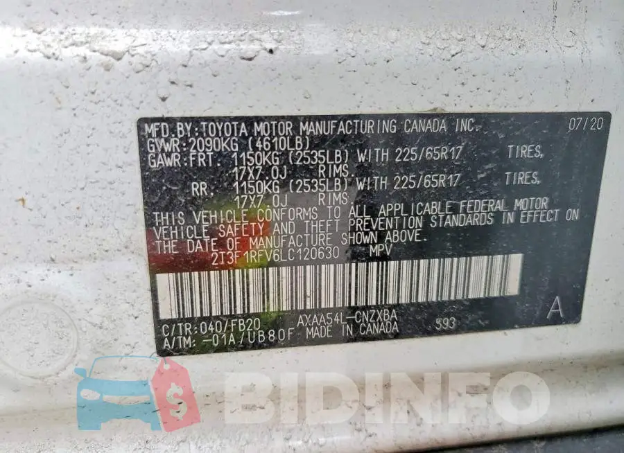2T3F1RFV6LC120630 Photo# 13