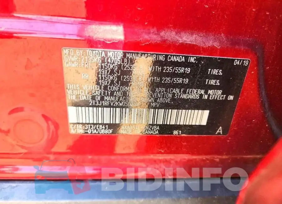 2T3J1RFV2KW050292 Photo# 13