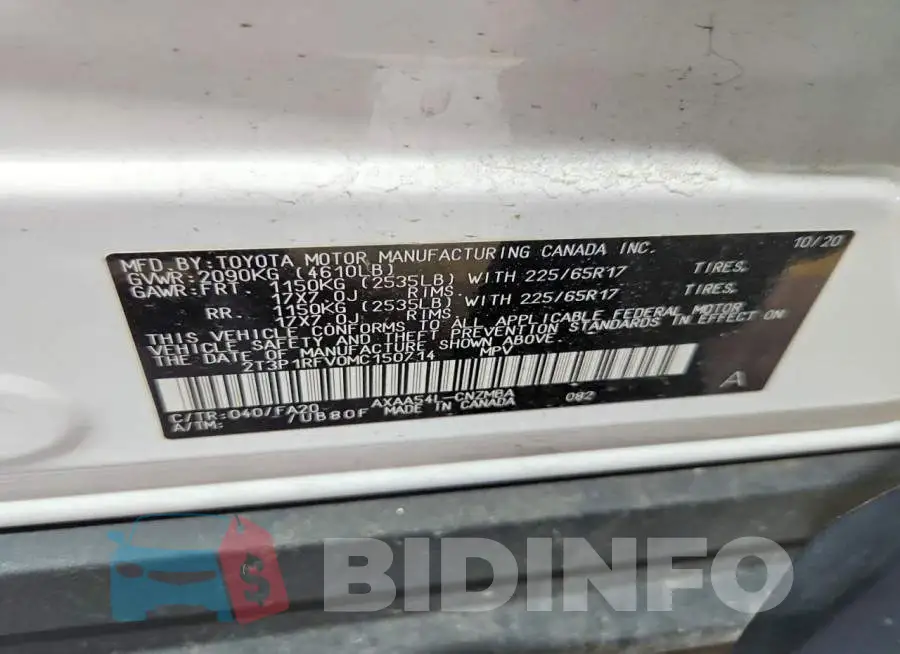 2T3P1RFV0MC150714 Photo# 13