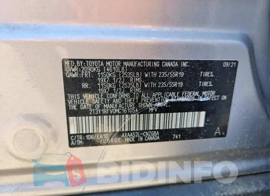 2T3Y1RFV0MC161054 Photo# 14