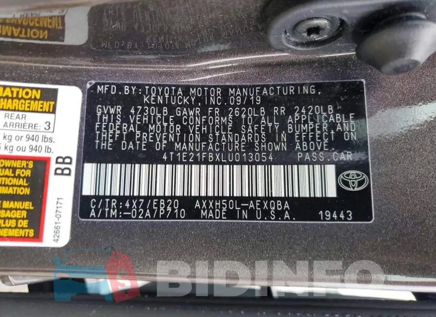 4T1E21FBXLU013054 Photo# 13