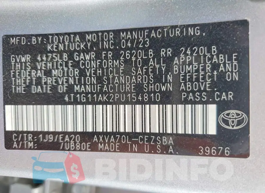 4T1G11AK2PU154810 Photo# 13