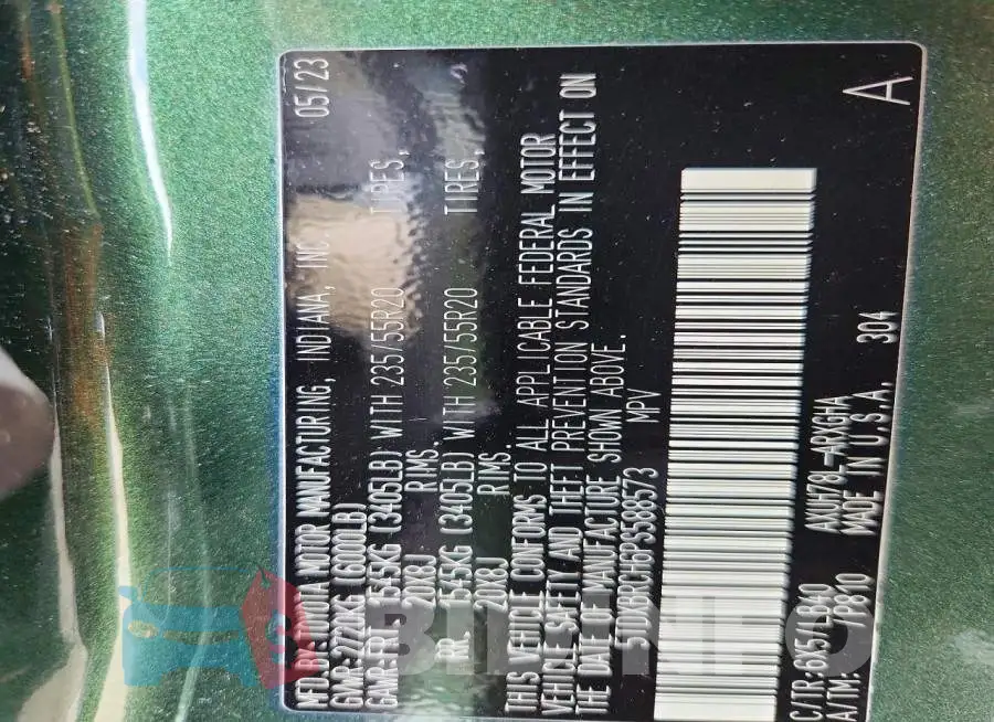 5TDXBRCH6PS588573 Photo# 13