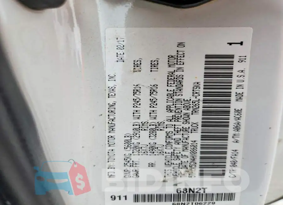 5TFRX5GN4HX086014 Photo# 12