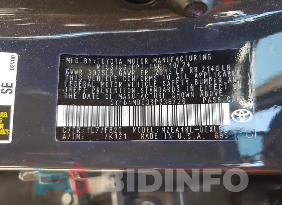 5YFB4MDE3SP236726 Photo# 13