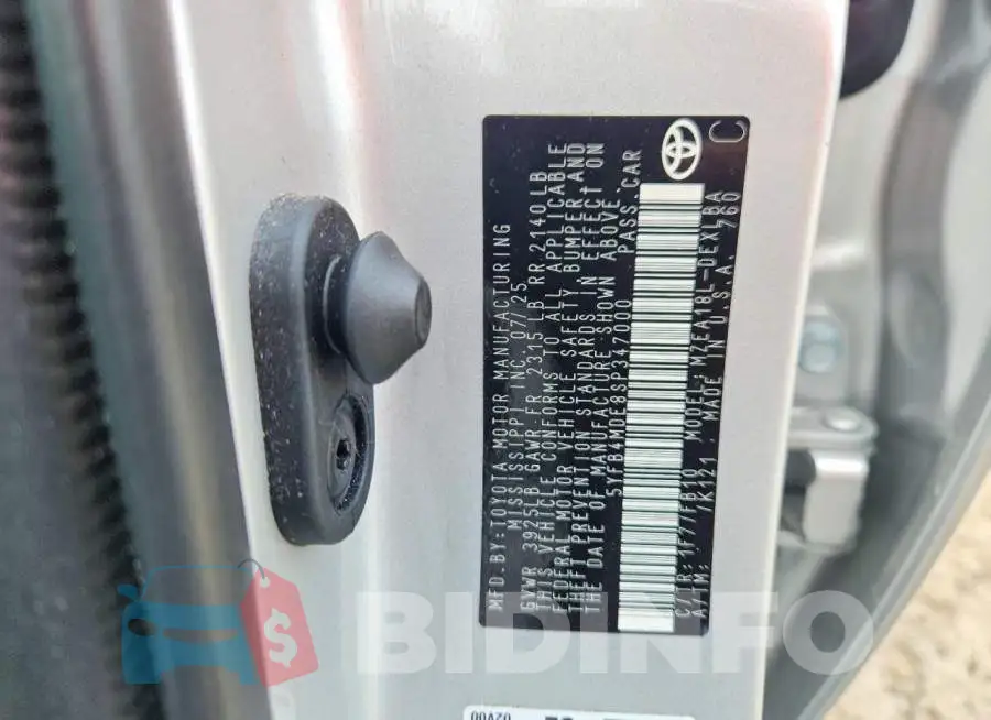 5YFB4MDE8SP347000 Photo# 13