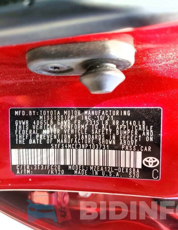 5YFS4MCE3NP103731 Photo# 12