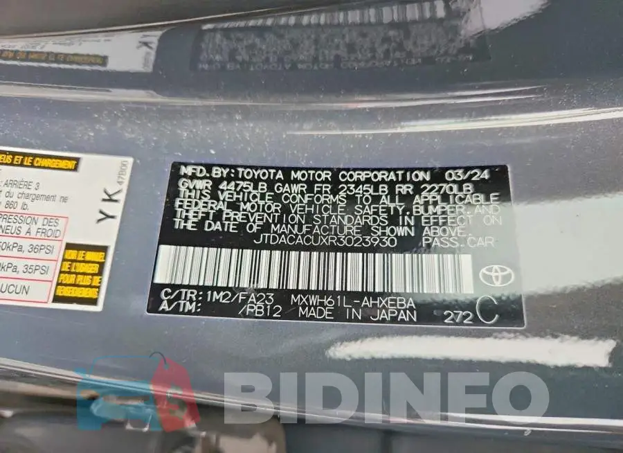 JTDACACUXR3023930 Photo# 12