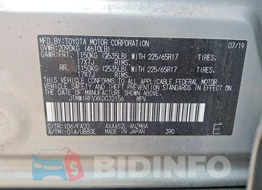 JTMW1RFVXKD032156 Photo# 13