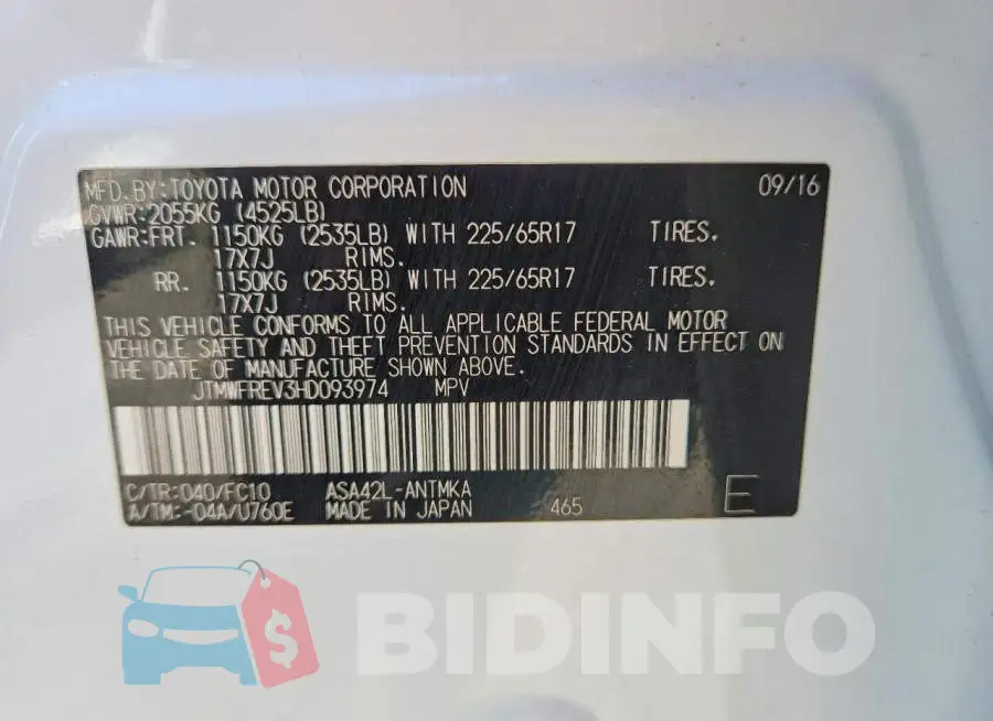 JTMWFREV3HD093974 Photo# 13