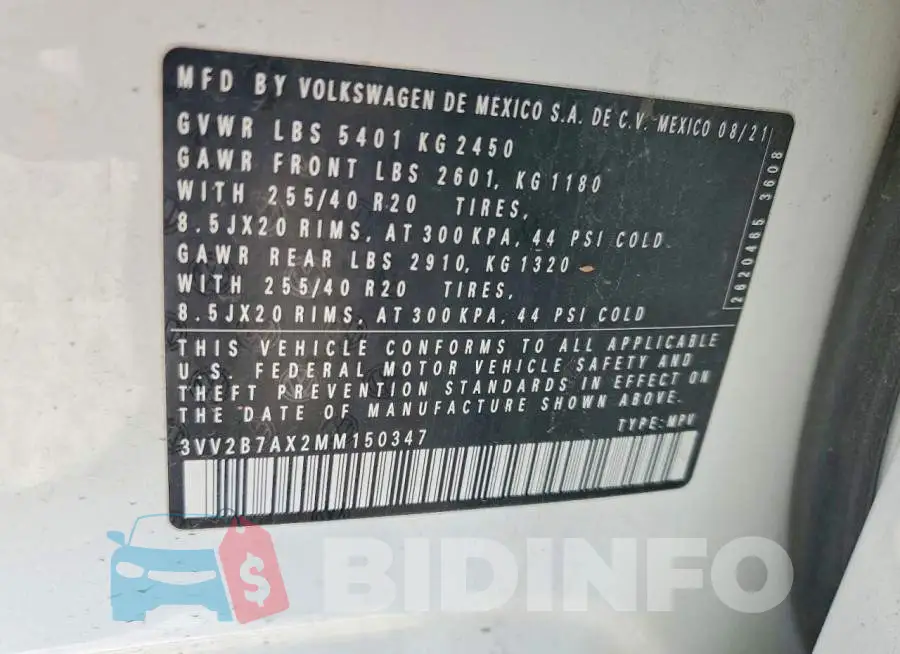 3VV2B7AX2MM150347 Photo# 13