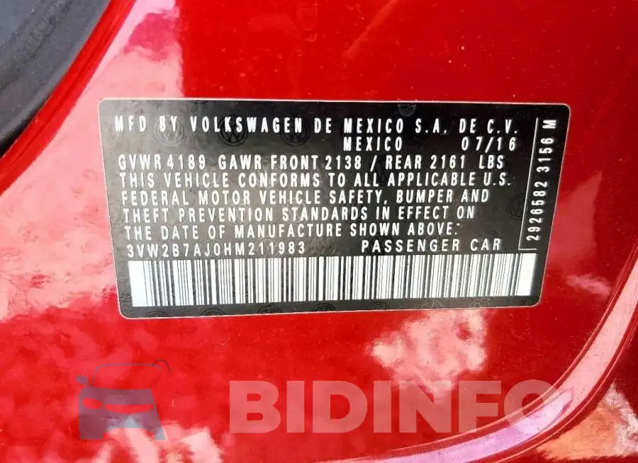 3VW2B7AJ0HM211983 Photo# 12
