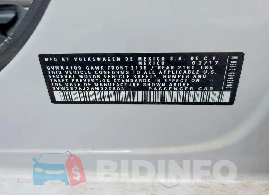 3VW2B7AJ2HM320803 Photo# 12