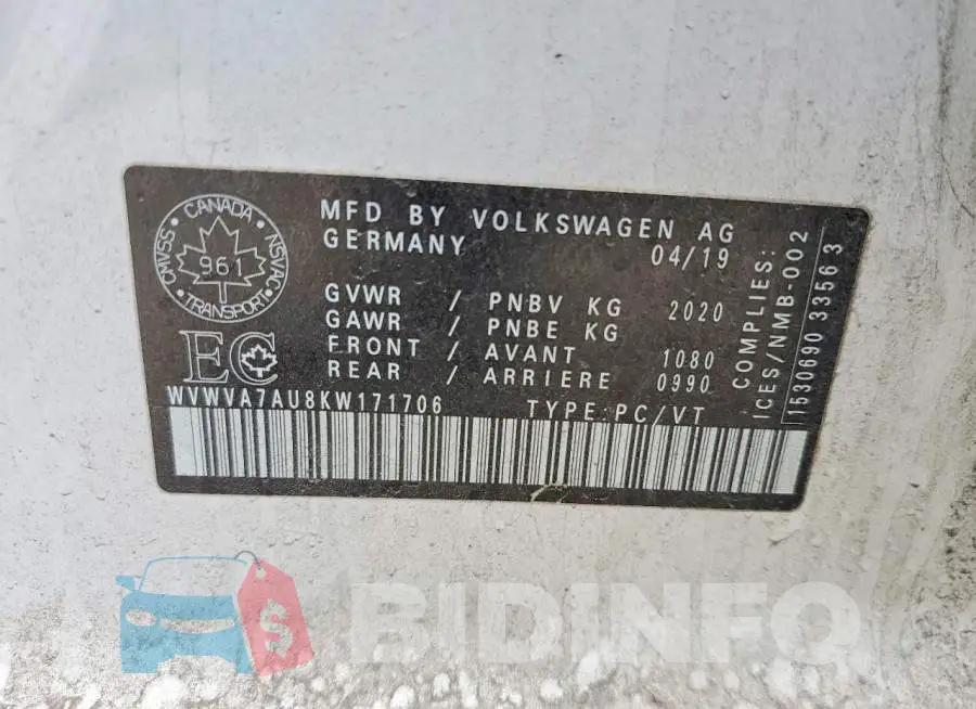 WVWVA7AU8KW171706 Photo# 12