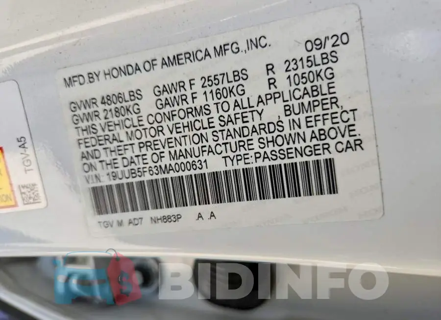 19UUB5F63MA000631 Photo# 12