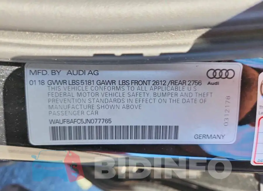 WAUF8AFC5JN077765 Photo# 12