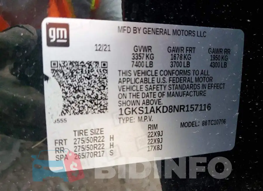 1GKS1AKD8NR157116 Photo# 13