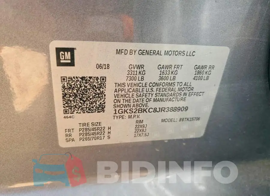 1GKS2BKC8JR388909 Photo# 13