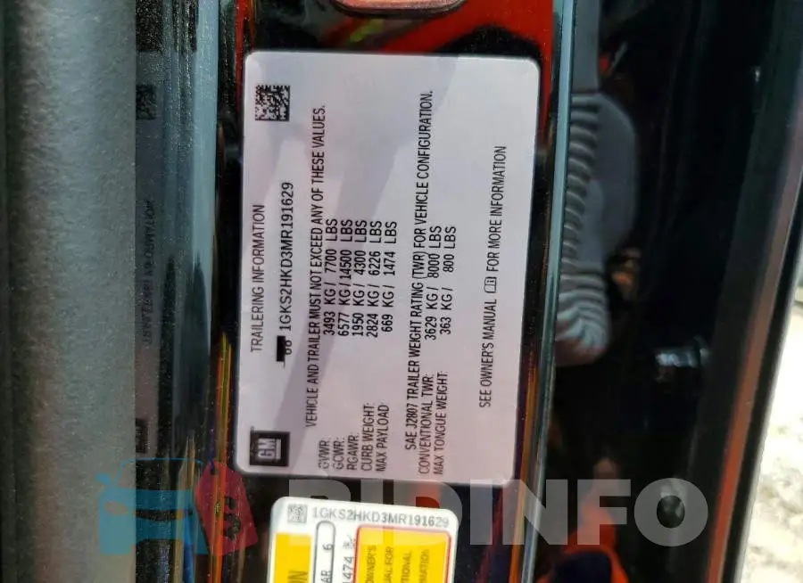 1GKS2HKD3MR191629 Photo# 14