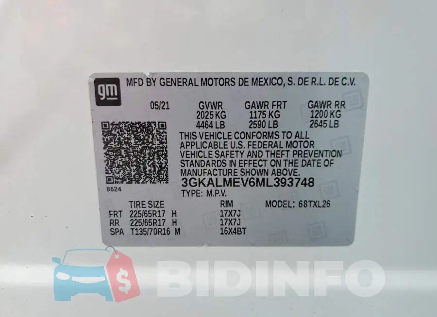 3GKALMEV6ML393748 Photo# 13