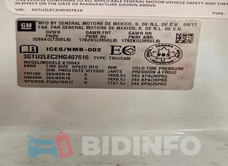 3GTU2LEC2HG407616 Photo# 12