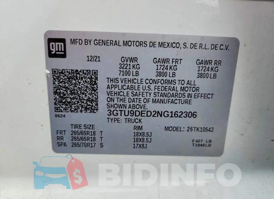 3GTU9DED2NG162306 Photo# 12