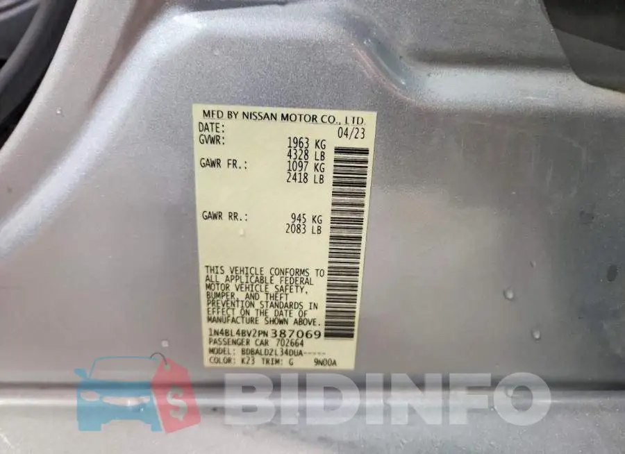 1N4BL4BV2PN387069 Photo# 13