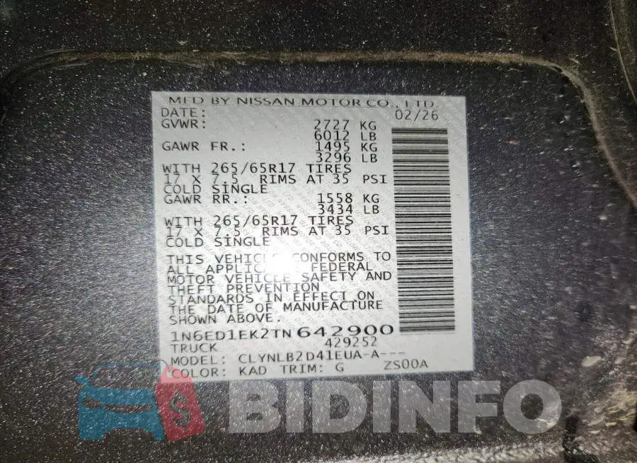 1N6ED1EK2TN642900 Photo# 12