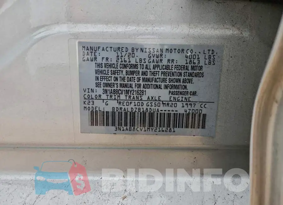 3N1AB8CV1MY216281 Photo# 12