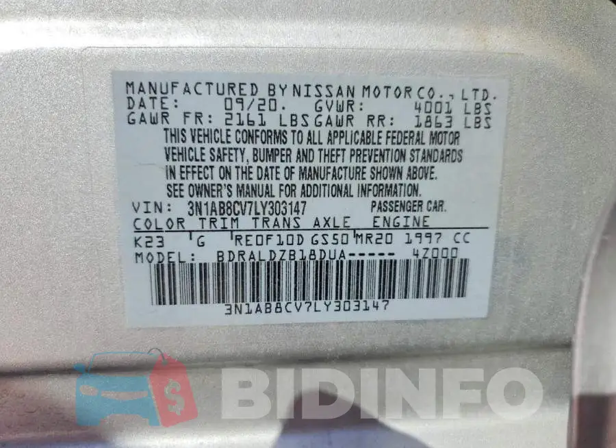 3N1AB8CV7LY303147 Photo# 12