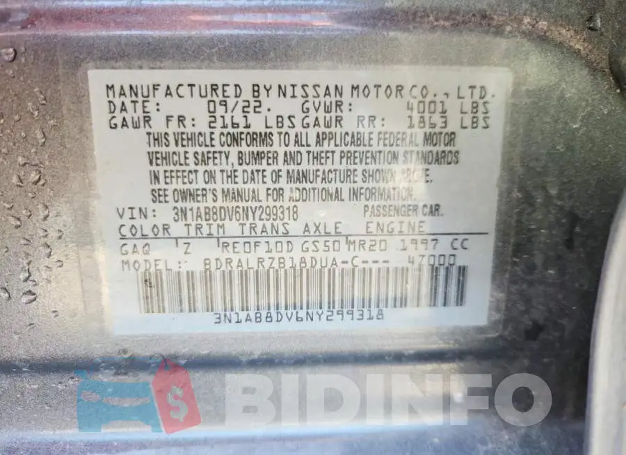 3N1AB8DV6NY299318 Photo# 13
