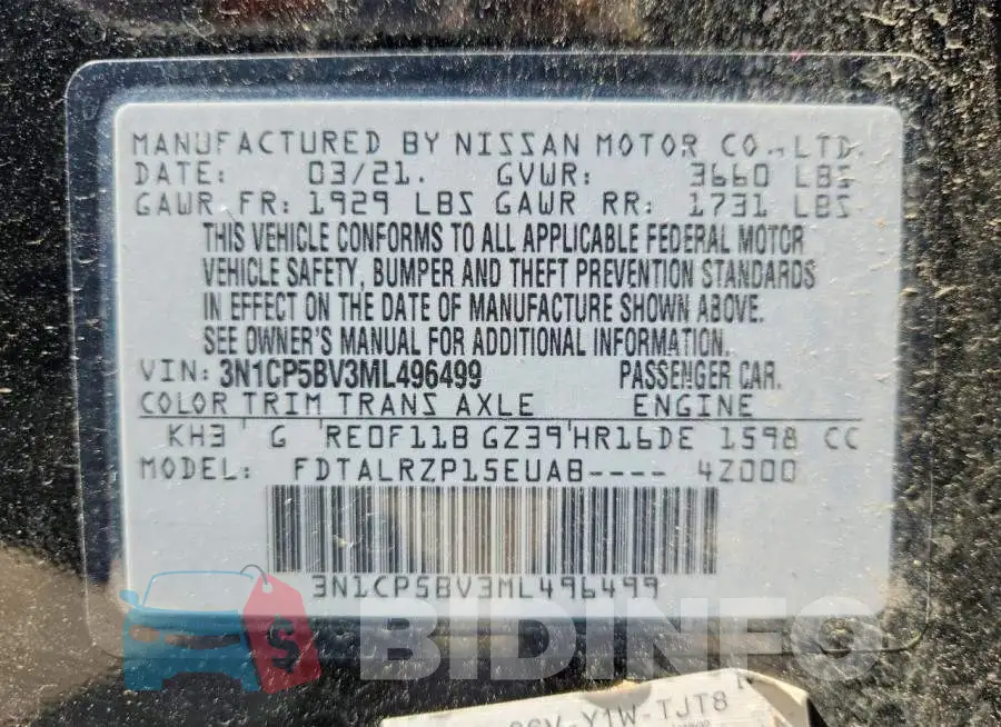 3N1CP5BV3ML496499 Photo# 12