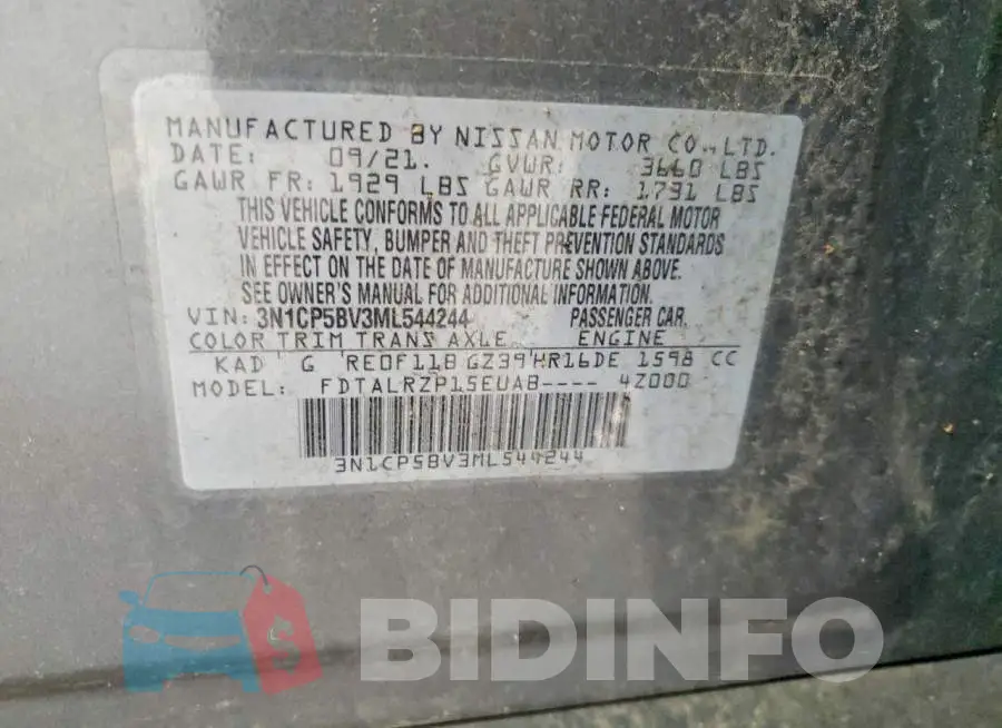3N1CP5BV3ML544244 Photo# 12