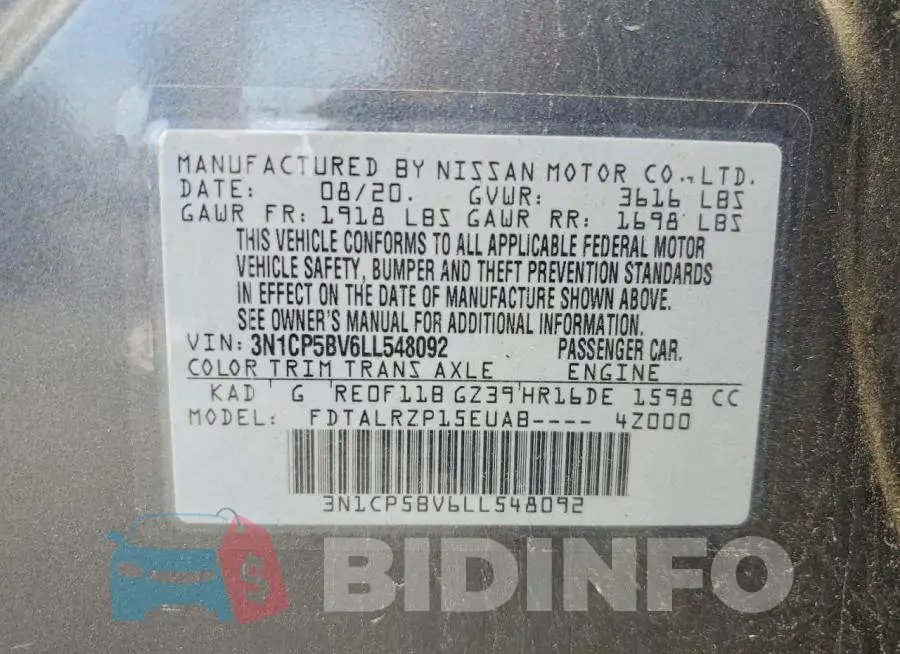 3N1CP5BV6LL548092 Photo# 13