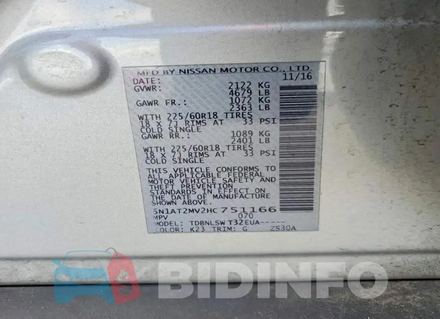 5N1AT2MV2HC751166 Photo# 14